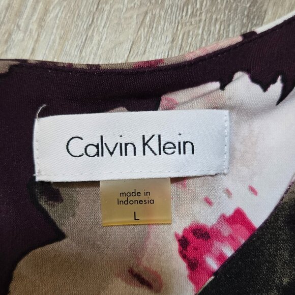 Calvin Klein Beautiful Floral Black Pink Sleeveless Women's Top Size Large - Picture 3 of 7